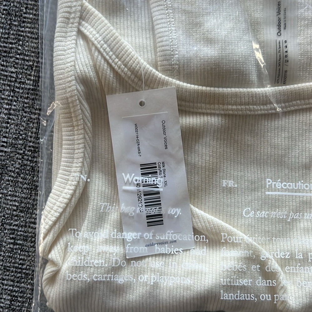 Outdoor Voices CozyRib Tank Milk Stone Off White High Neck Racerback XXL NEW - Picture 16 of 16